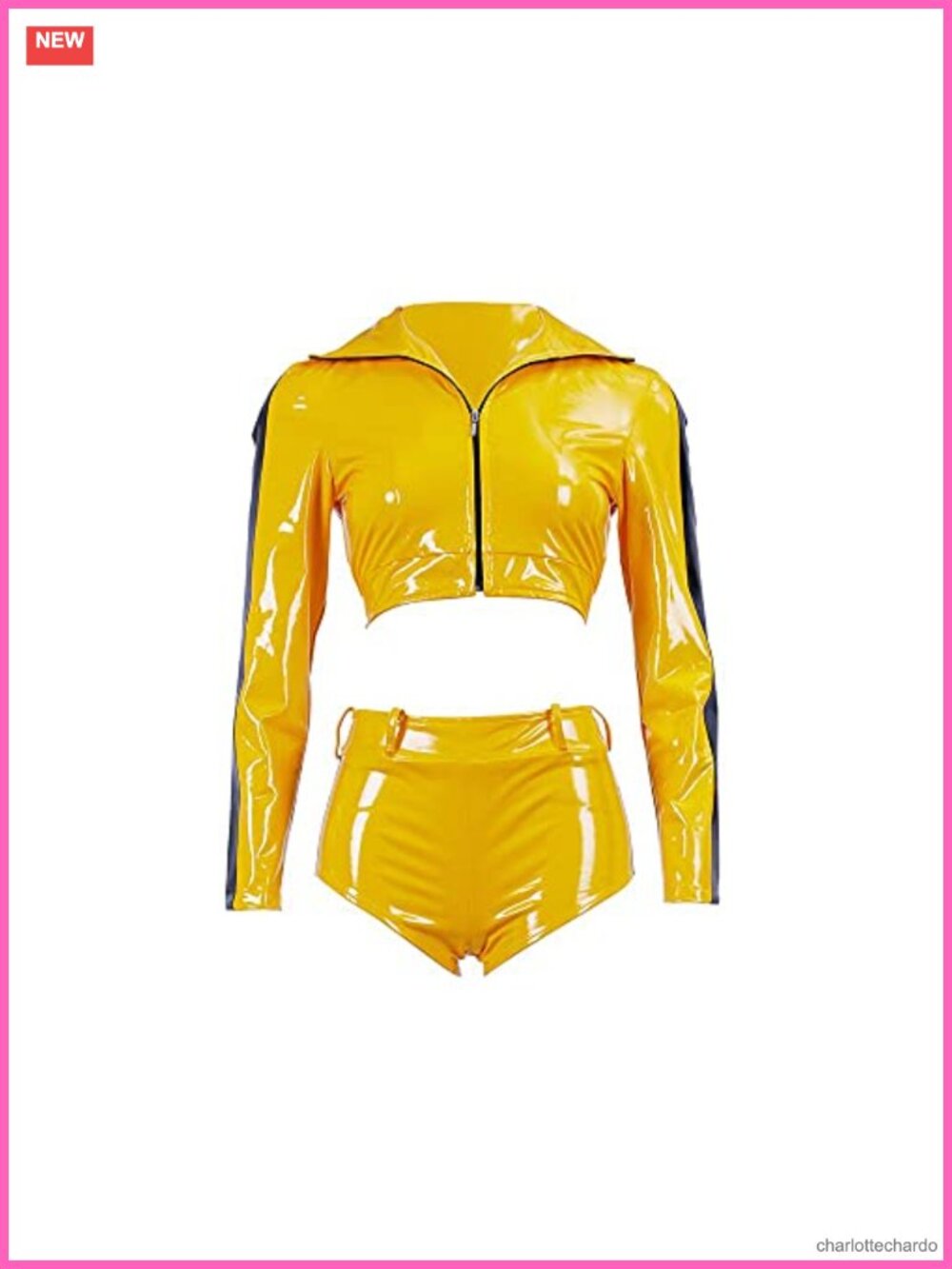 Kill Bill The Bride Costume Cosplay Suit Patent Leather Jacket & Shorts Women